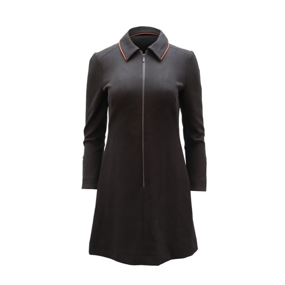 Cefinn Zip Front A-Line Dress in Black Polyester